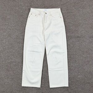 Parke Cream White Classic Straight Leg Denim Jeans Womens Size 26x27 100% Cotton
